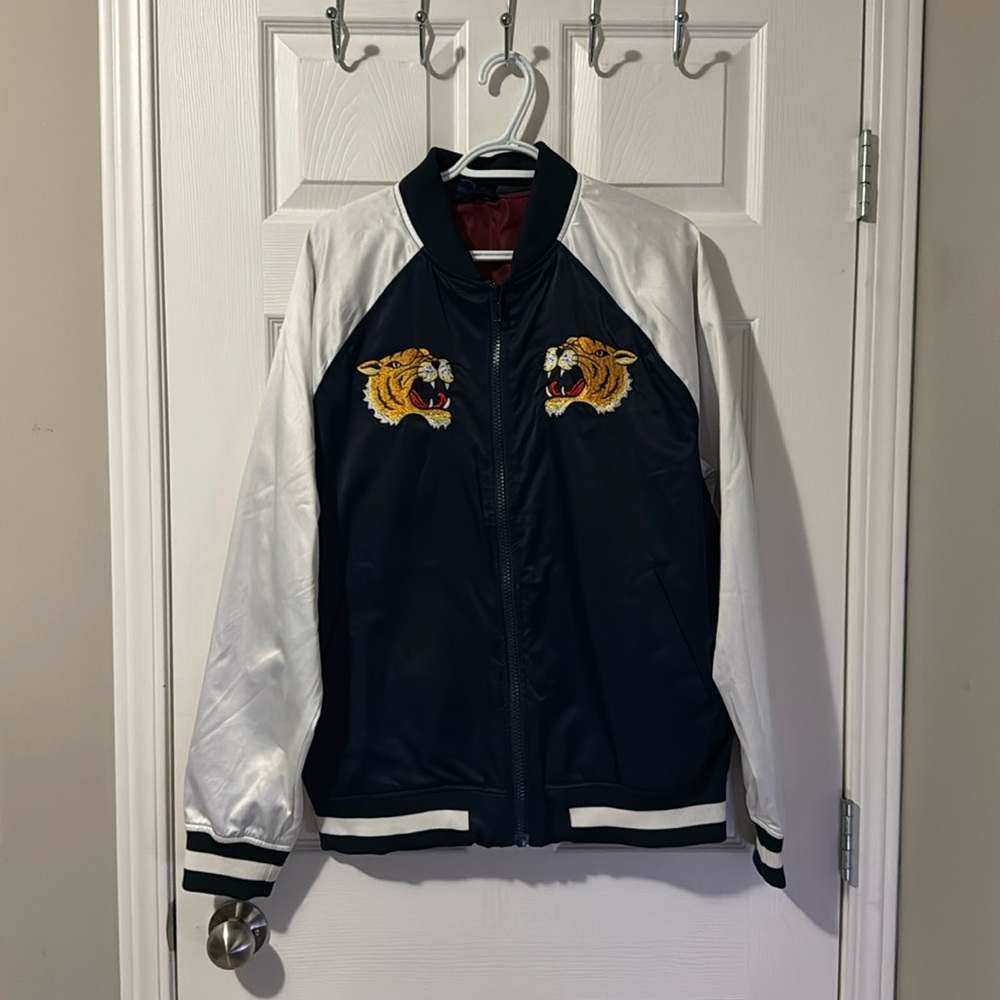 H&M Light Bomber Jacket in Navy and White